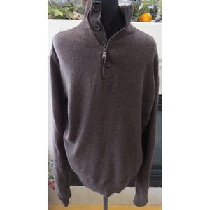 Banana Republic Men's 1/4 Zip Merino Blend Pullover Sweater  Brown Large  EUC